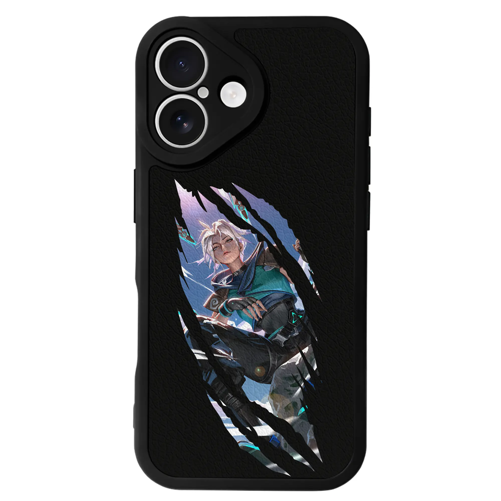 VALORANT グッズ,ジェット - IPhone 16シリーズ対応 ・ シリコンスマホケース ・ レザー調 ・ 高精度フィット ・ 耐衝撃 ・ ワイヤレス充電対応 ・ 精密カット